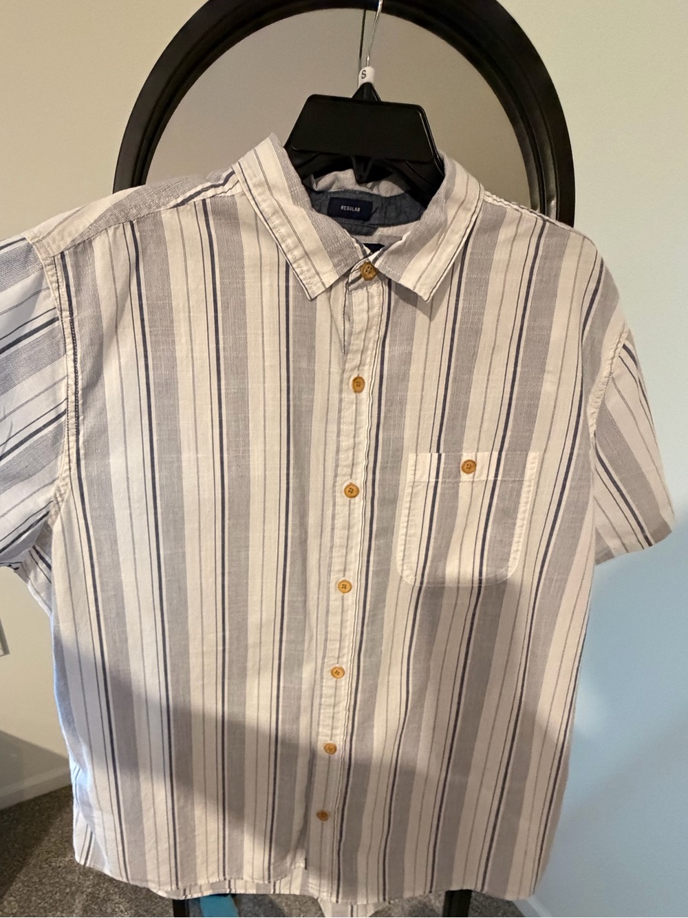Even Tide 100% Cotton Men’s Casual Short-Sleeve Striped Button-Up Shirt